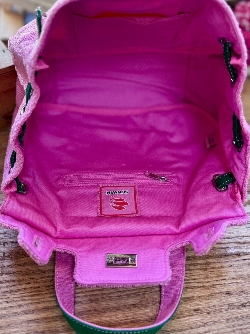 Pink and Green TikTok Viral Sunwin Terry Cloth Mini Tote | NWT - Picture 11 of 11